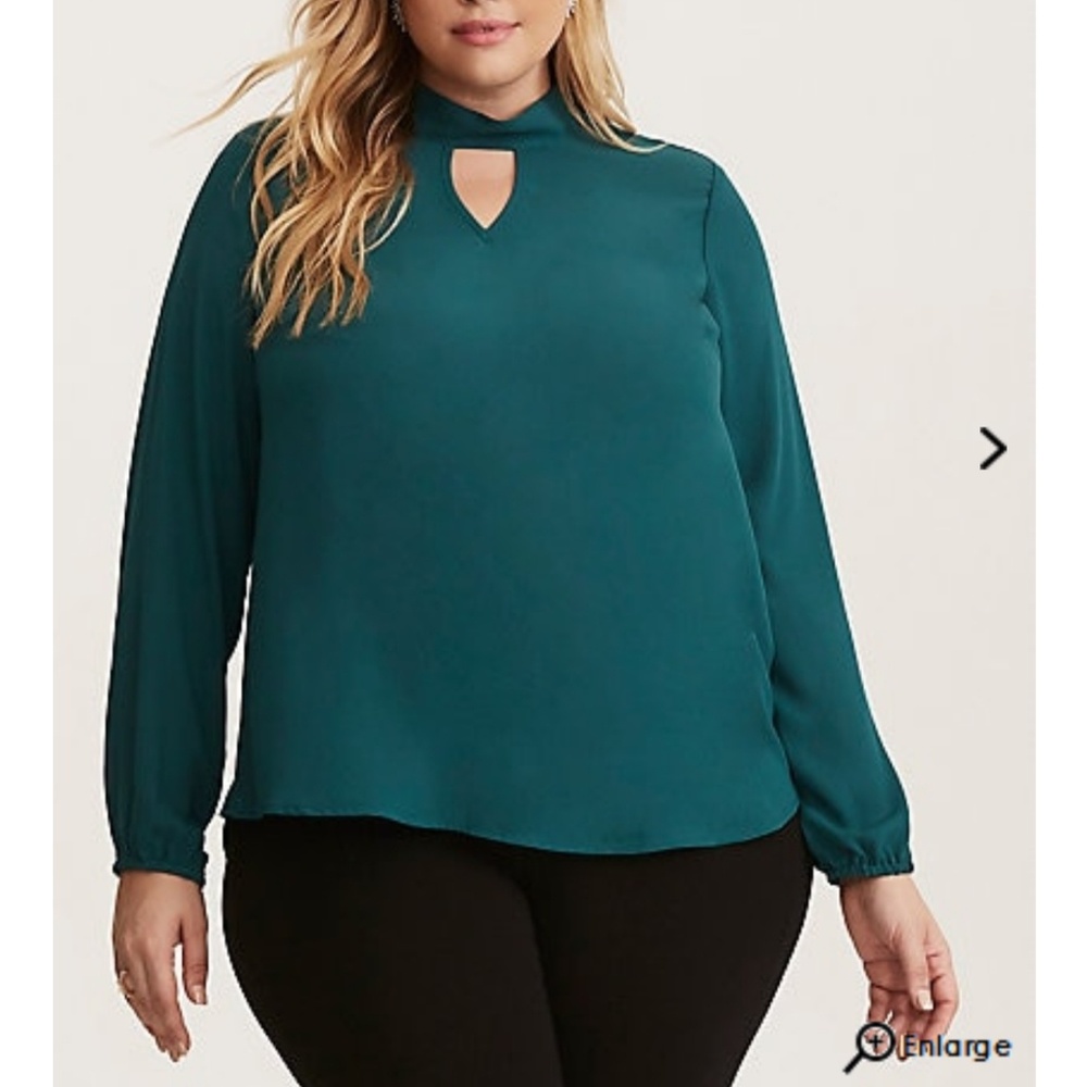 Mock Neck Tie Blouse